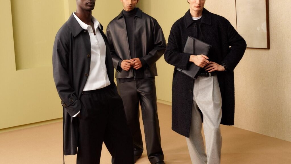 Old money style for men with navy blazer and beige trousers